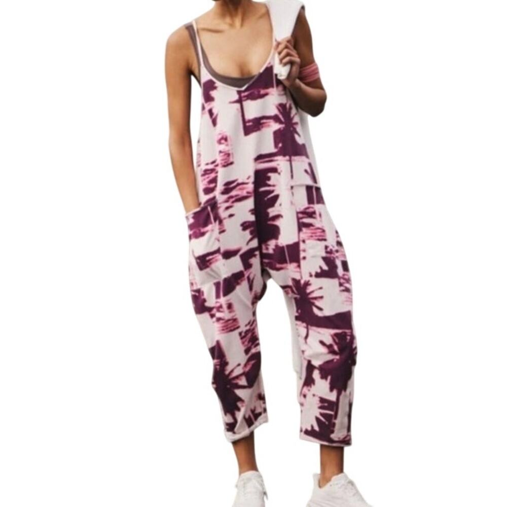 Free People Movement Hot Shot Pink Oversized Onesie Athleisure Yoga Size Small